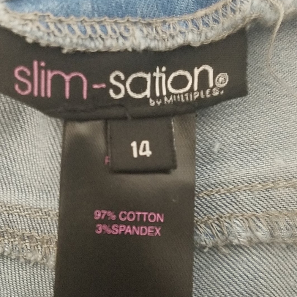 Slim-Sation Cropped Ankle Jeans destroyed lace light wash frayed hem skinny NEW - Picture 8 of 9